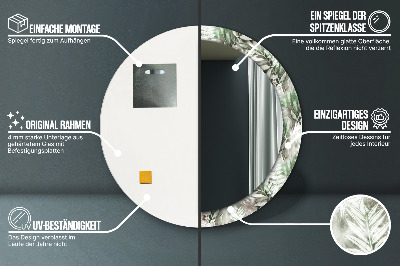 Miroir rond imprimé Feuilles à l'aquarelle