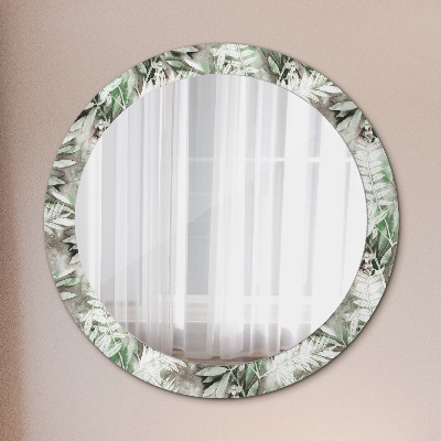 Miroir rond imprimé Feuilles à l'aquarelle