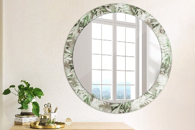 Miroir rond imprimé Feuilles à l'aquarelle