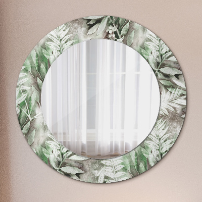 Miroir rond imprimé Feuilles à l'aquarelle