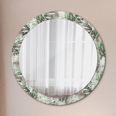 Miroir rond imprimé Feuilles à l'aquarelle