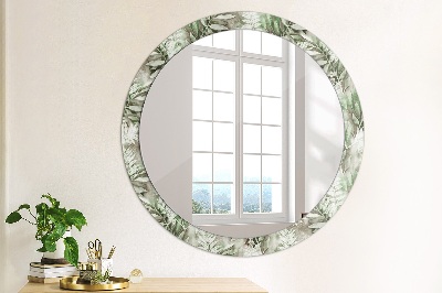 Miroir rond imprimé Feuilles à l'aquarelle