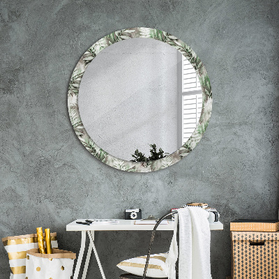 Miroir rond imprimé Feuilles à l'aquarelle