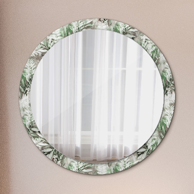 Miroir rond imprimé Feuilles à l'aquarelle