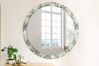 Miroir rond imprimé Feuilles à l'aquarelle
