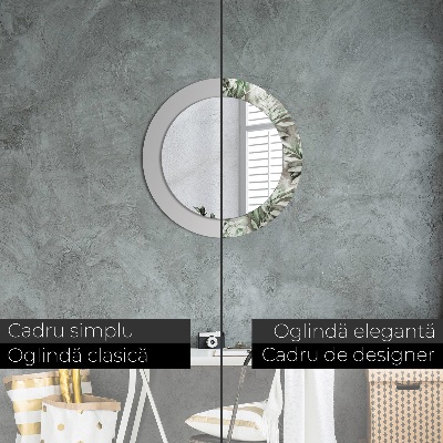 Miroir rond imprimé Feuilles à l'aquarelle