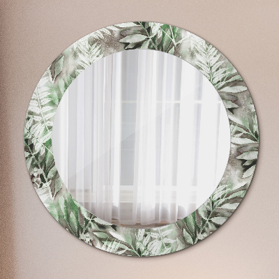 Miroir rond imprimé Feuilles à l'aquarelle