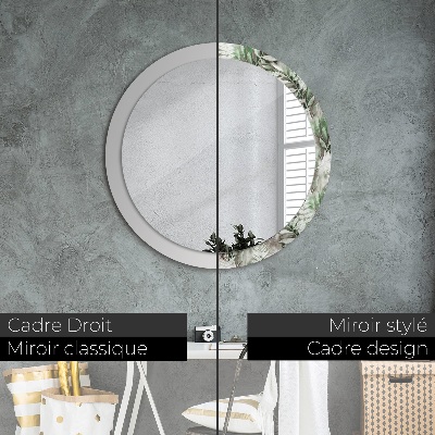 Miroir rond imprimé Feuilles à l'aquarelle