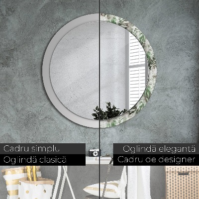 Miroir rond imprimé Feuilles à l'aquarelle