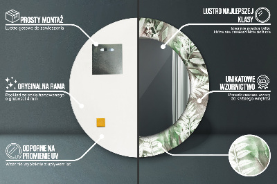 Miroir rond imprimé Feuilles à l'aquarelle