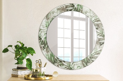 Miroir rond imprimé Feuilles à l'aquarelle