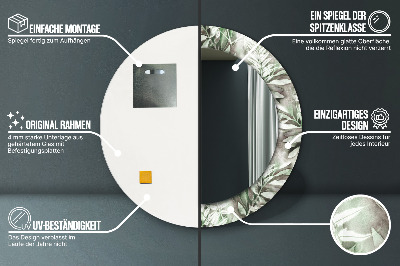 Miroir rond imprimé Feuilles à l'aquarelle
