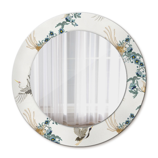 Miroir rond avec décoration Chinoiserie