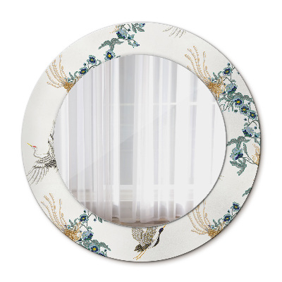 Miroir rond avec décoration Chinoiserie