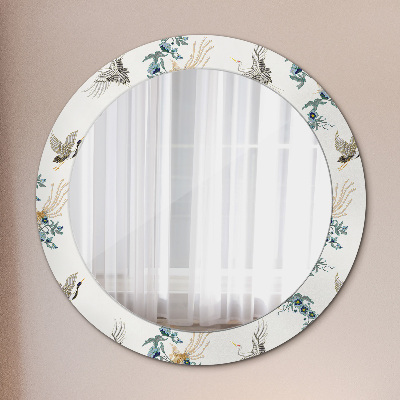 Miroir rond avec décoration Chinoiserie