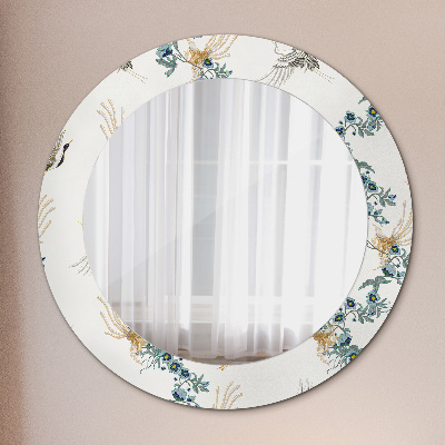 Miroir rond avec décoration Chinoiserie