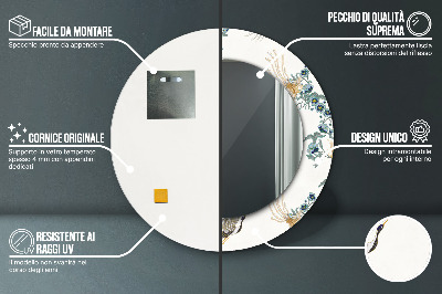 Miroir rond avec décoration Chinoiserie