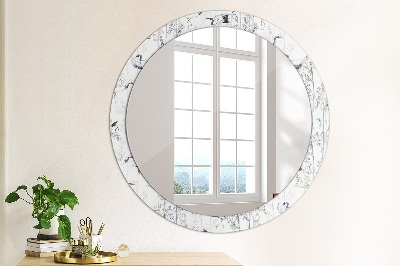 Miroir rond imprimé Grues
