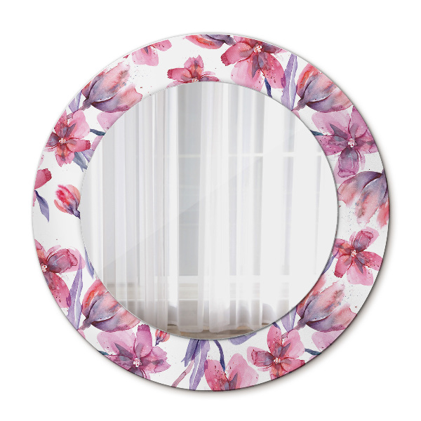 Miroir rond imprimé Fleurs à l'aquarelle
