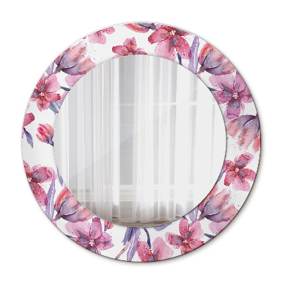 Miroir rond imprimé Fleurs à l'aquarelle