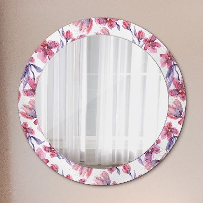 Miroir rond imprimé Fleurs à l'aquarelle