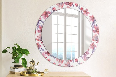 Miroir rond imprimé Fleurs à l'aquarelle