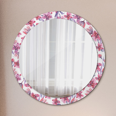 Miroir rond imprimé Fleurs à l'aquarelle