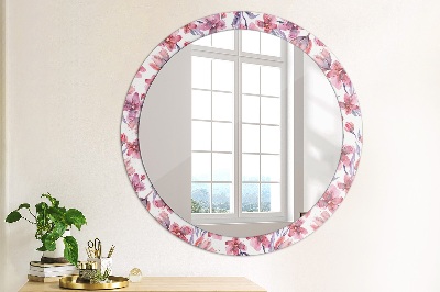Miroir rond imprimé Fleurs à l'aquarelle