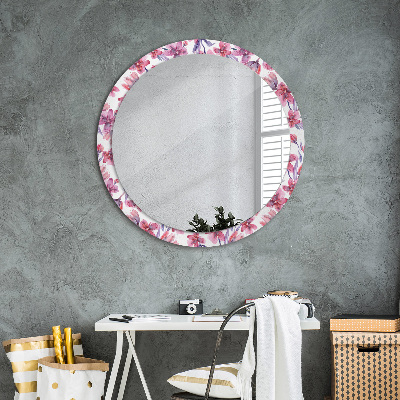 Miroir rond imprimé Fleurs à l'aquarelle