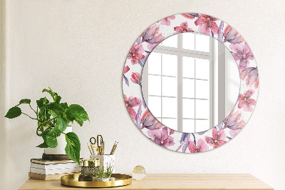 Miroir rond imprimé Fleurs à l'aquarelle