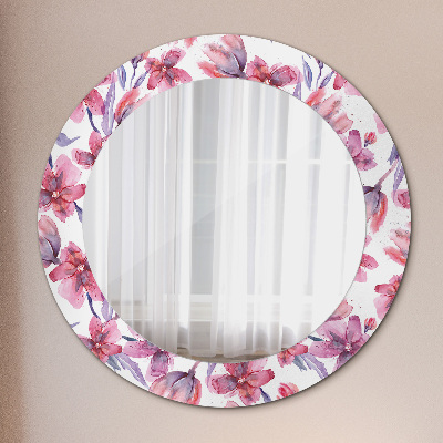 Miroir rond imprimé Fleurs à l'aquarelle