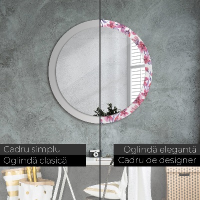 Miroir rond imprimé Fleurs à l'aquarelle