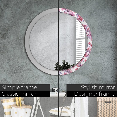 Miroir rond imprimé Fleurs à l'aquarelle
