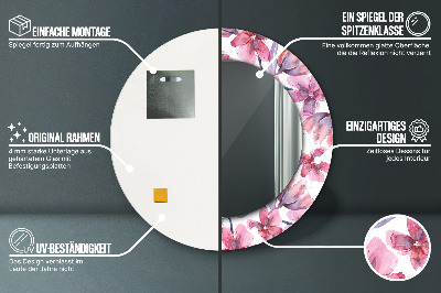 Miroir rond imprimé Fleurs à l'aquarelle