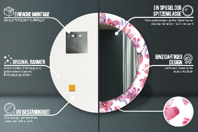 Miroir rond imprimé Fleurs à l'aquarelle