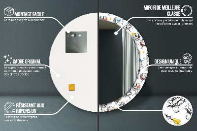 Miroir rond imprimé Papillon