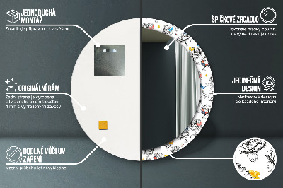 Miroir rond imprimé Papillon