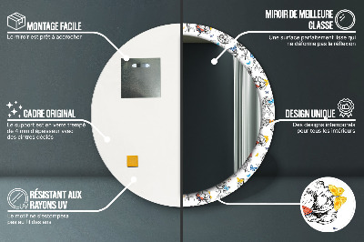 Miroir rond imprimé Papillon
