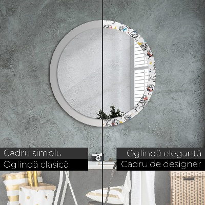 Miroir rond imprimé Papillon