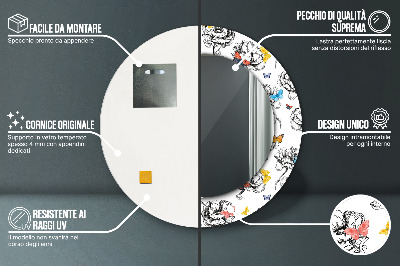 Miroir rond imprimé Papillon