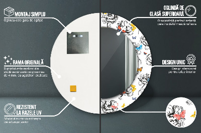 Miroir rond imprimé Papillon