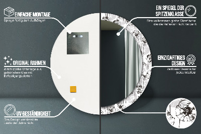 Miroir rond avec décoration Fleurs de pavot