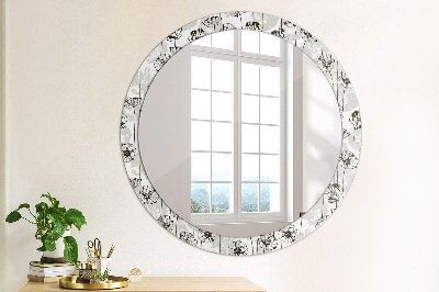 Miroir rond avec décoration Fleurs de pavot