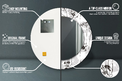 Miroir rond avec décoration Fleurs de pavot