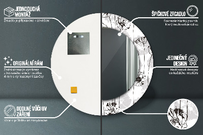 Miroir rond avec décoration Fleurs de pavot