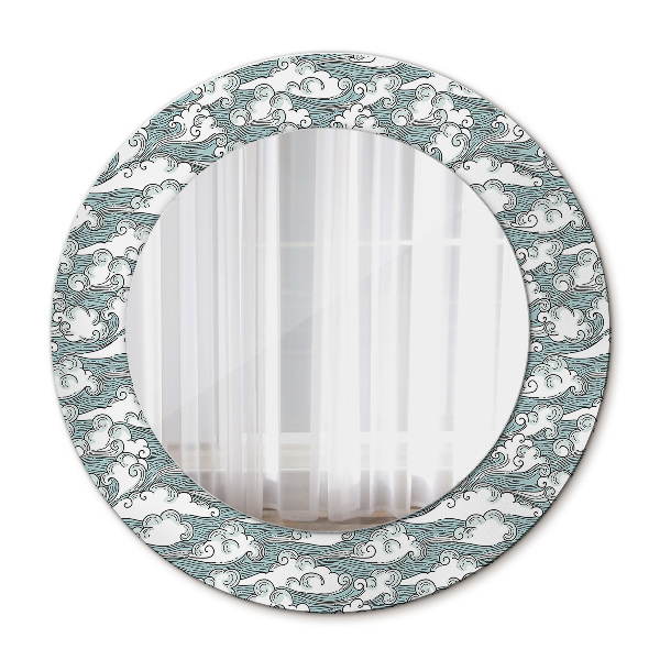 Miroir rond avec décoration Nuages