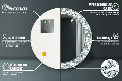 Miroir rond avec décoration Nuages
