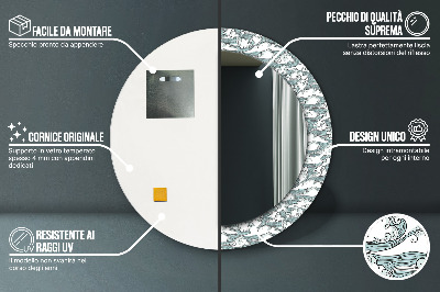 Miroir rond avec décoration Nuages