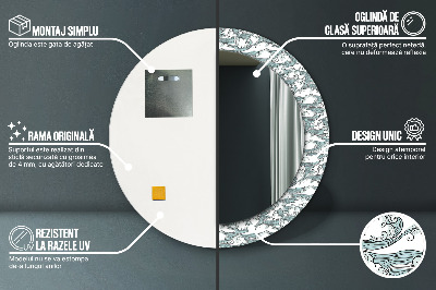 Miroir rond avec décoration Nuages