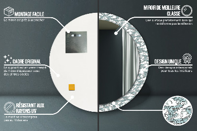 Miroir rond avec décoration Nuages